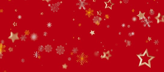 Christmas background with golden stars and snowflakes on a vibrant red backdrop. Perfect for holiday design, greetings and winter the © vegefox.com