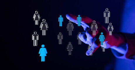 Abstract concept of online connection, social network, community, diversity, and inclusion with...