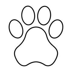 Dog Paw Print Outline Isolated on White Background