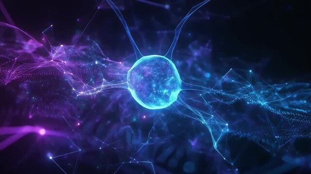 Abstract digital neuron cell, AI artificial intelligence and neural network concept - Powered by Adobe