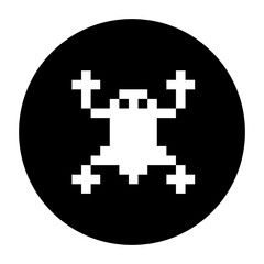 black and white illustration of a frog