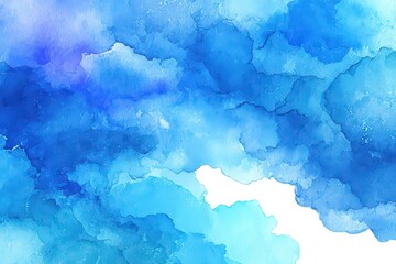 Abstract Watercolor Blue Sky Gradient Textured Background with Bright Hues and White Space