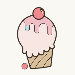 Whimsical Pastel Ice Cream Cone Vector Illustration for Sweet Treats