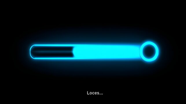 Digital progress bar displays partially complete process against a dark background - Powered by Adobe