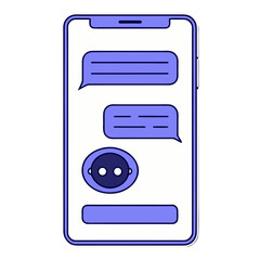 Futuristic ai chatbot mobile app ui conversation illustration vector vector