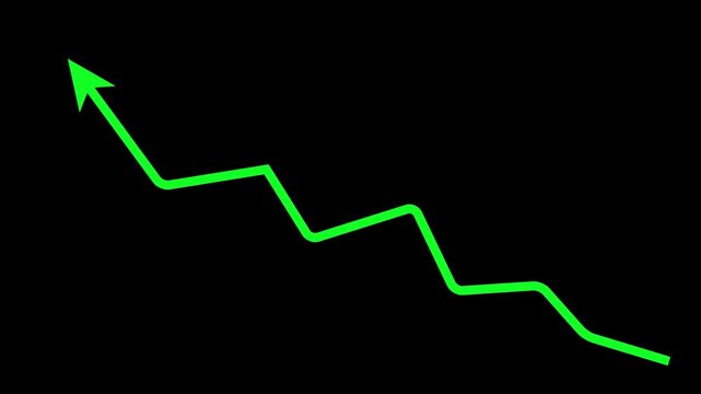 Green Arrow Graph Indicating Downward Trend on Black Background image photo