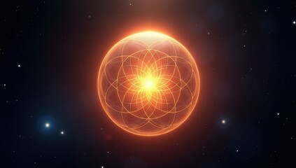 Obraz premium Orb of Sacred Patterns — Surreal Spiritual Geometry Art
