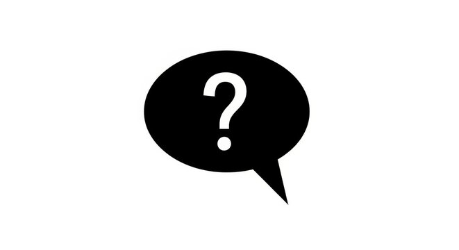 Black speech bubble question mark icon for communication and problem solving - Powered by Adobe