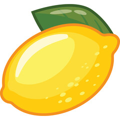 Bright Yellow Lemon with Green Leaf and Transparent Background Isolated Citrus Fruit Vibrant and Juicy for Healthy Food Concepts