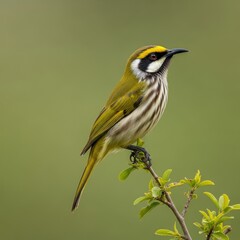 Fototapeta premium Striking Portrait of a Yellow-Throated Warbler Perched on a Twig