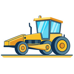 Naklejka premium Yellow Road Grader Leveling a Flat Surface in Daylight