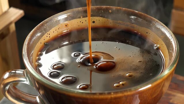 beverage served hot in a cup  specifically a concentrated coffee preparation known as espresso  photographed from a top-down angle with the background removed for editing