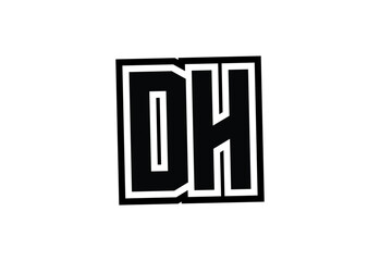 DH Modern Monogram Logo Design with Bold Geometric Shape and Minimal Frame.