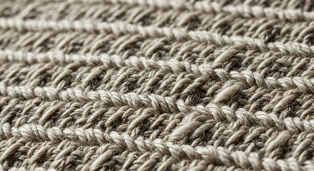 Fototapeta premium Detailed close up of a woven rug showing the texture and pattern of the material in a neutral tone