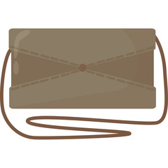 Brown Leather Crossbody Bag with Adjustable Strap and Minimalist Design Isolated on Transparent Background for Fashion and Accessory Concepts