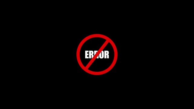 Red Prohibition Sign with Text EROR on Black Background error forbidden