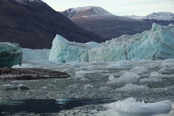 Landscape with glacier of East-Greenland