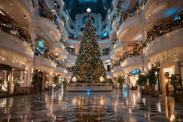 Giant Christmas tree in shopping mall
