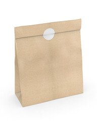 Blank Craft Paper Bag Packaging For coffee beans dry fruits and other food items. 3d illustration.