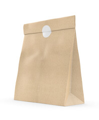 Blank Craft Paper Bag Packaging For coffee beans dry fruits and other food items. 3d illustration.