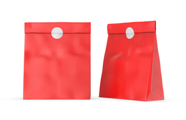 Blank Craft Paper Bag Packaging For coffee beans dry fruits and other food items. 3d illustration.