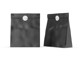 Blank Craft Paper Bag Packaging For coffee beans dry fruits and other food items. 3d illustration.