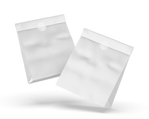 Blank Craft Paper Bag Packaging For coffee beans dry fruits and other food items. 3d illustration.