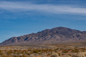 The Resting Spring Range is found in the eastern Mojave Desert of California near the Nevada state line in the United States.  Basin and Range Province. California State Route 127, Inyo County
