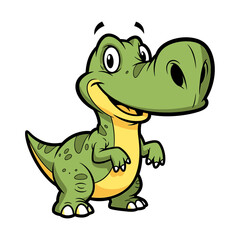 Fototapeta premium A cute, cartoonish green dinosaur with a big snout and a friendly smile.