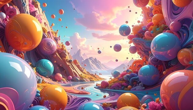 Colorful Abstract Candy Landscape.