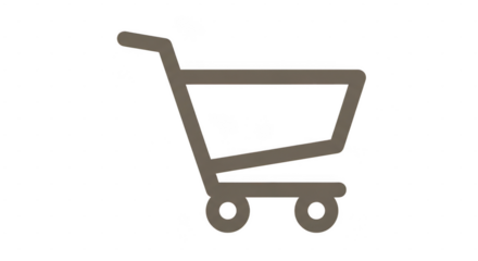 Minimalist shopping cart icon in brown color isolated on transparent background
