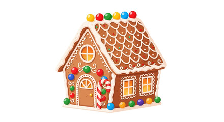 Homemade Decorated Gingerbread House Illustration