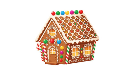 Festive Gingerbread House with Candy Decorations