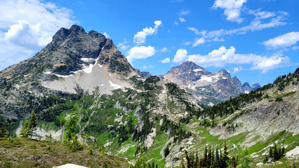 Alpine Mountain Range Under Clear Summer Sky