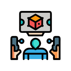 Augmented reality experience with 3D box viewed through mobile devices technology