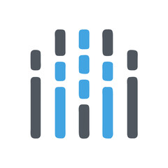 Abstract equalizer bars with different heights in grey and blue colors