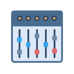 Fototapeta premium Flat vector illustration of an audio mixer with sliders and controls