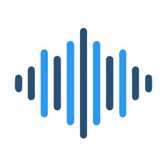 Abstract Sound Wave Icon Graphic with varying amplitudes in blue tones on black