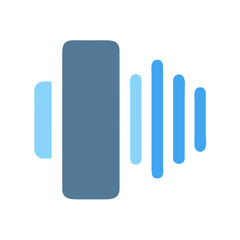 Audio wave signal visualizer in shades of blue on a black background