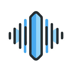 Stylized blue sound wave illustration representing audio visualization on black background