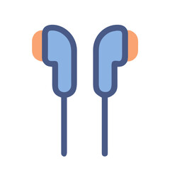 Modern flat design illustration of wireless earphones against a black background