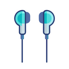 Turquoise and Blue Earbuds Isolated on a Black Background Representing Music