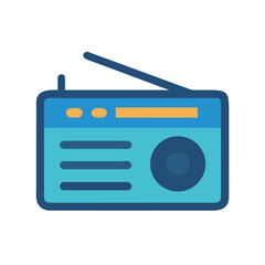 Retro Radio Illustration - Flat Design with Bold Colors for Vintage Appeal