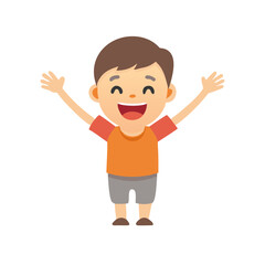 Cheerful boy with arms outstretched
