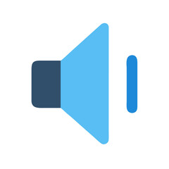 Minimalist graphic of speaker icon with volume level on a black background