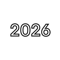 Outline Number 2026 Vector Illustration for New Year and Calendar Design
