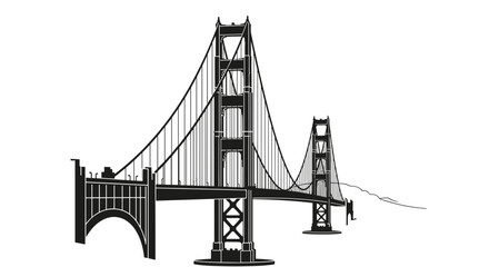 Fototapeta premium Golden Gate Bridge Silhouette Vector Illustration, San Francisco Landmark Outline