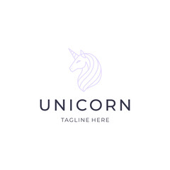 Line art unicorn logo design. geometric animal icon illustration vector