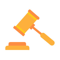 Minimalist illustration of a gold gavel on black background