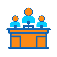 Corporate Board Meeting Simple Icon in Blue and Orange